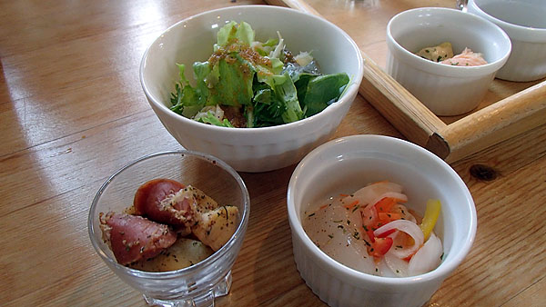 サラダや小鉢（２品）も付いています